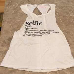 White tee bathing suit cover up.